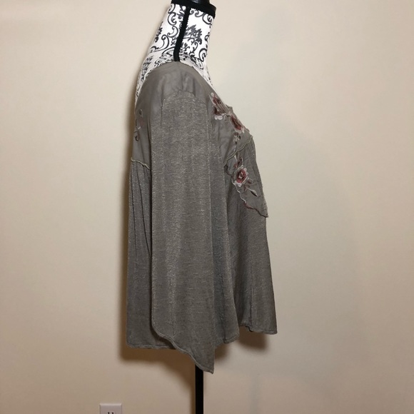 Free People Square Neck Floral Embroidered Boho Blouse - Picture 3 of 10